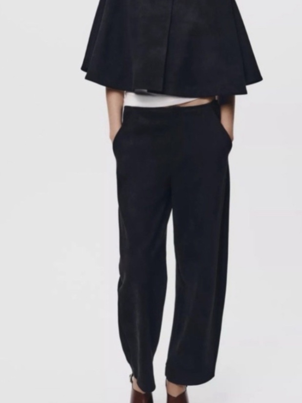 ZARA Faux Suede Pants | Black | Size L | NWT